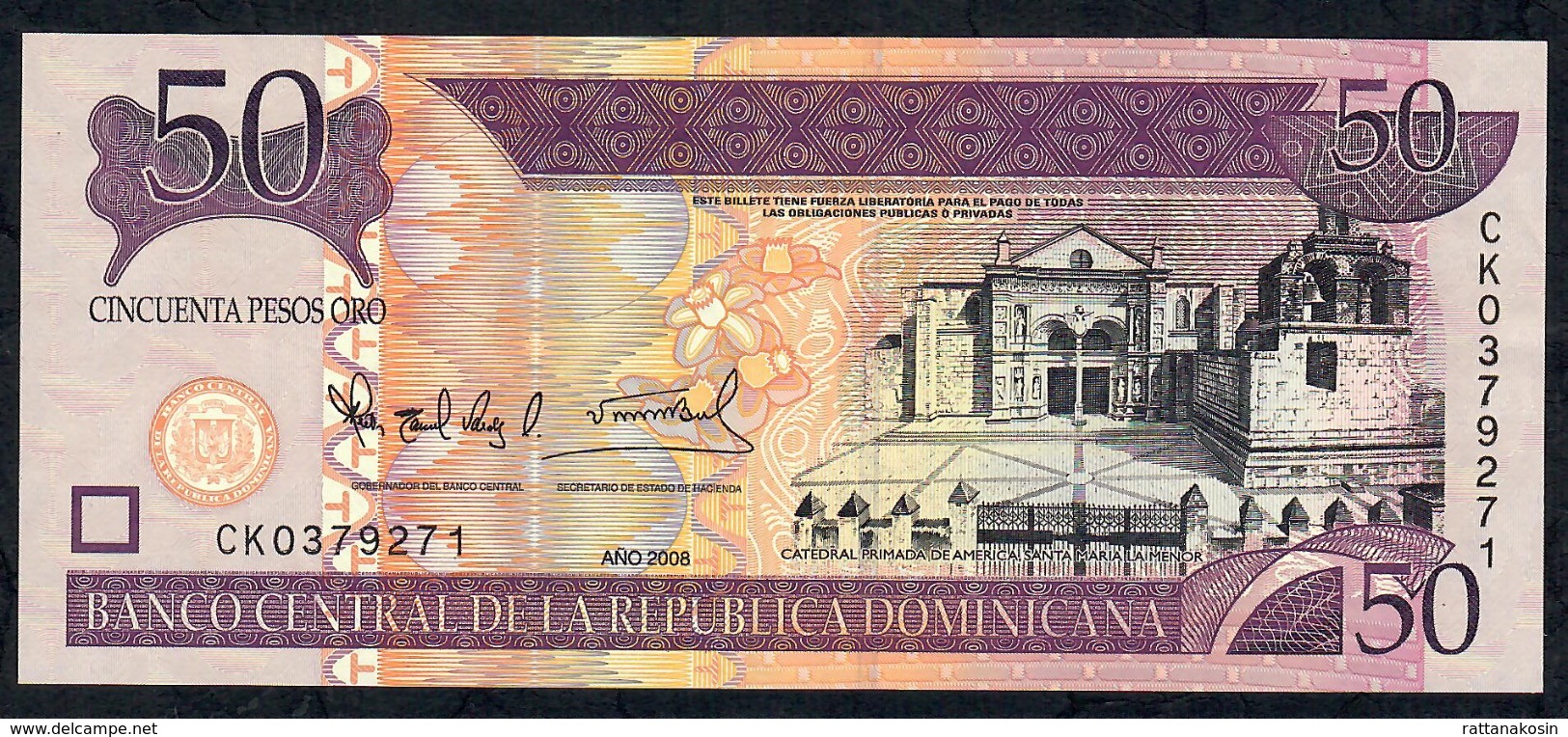 DOMINICAN REPUBLIC P176A  50 PESOS 2008 #CK New Variety PRINTER  Oberthur Technologies UNC. - Repubblica Dominicana