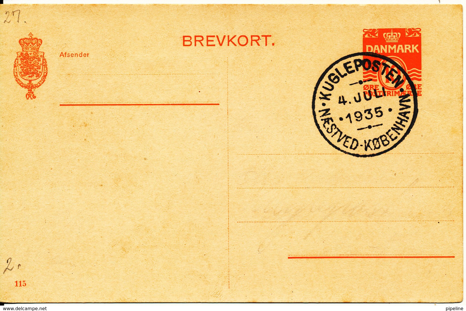 Denmark Postal Stationery Lettercard With Special Postmark Kugleposten 4-7-1935 (Naestved - Koebenhavn) - Storia Postale