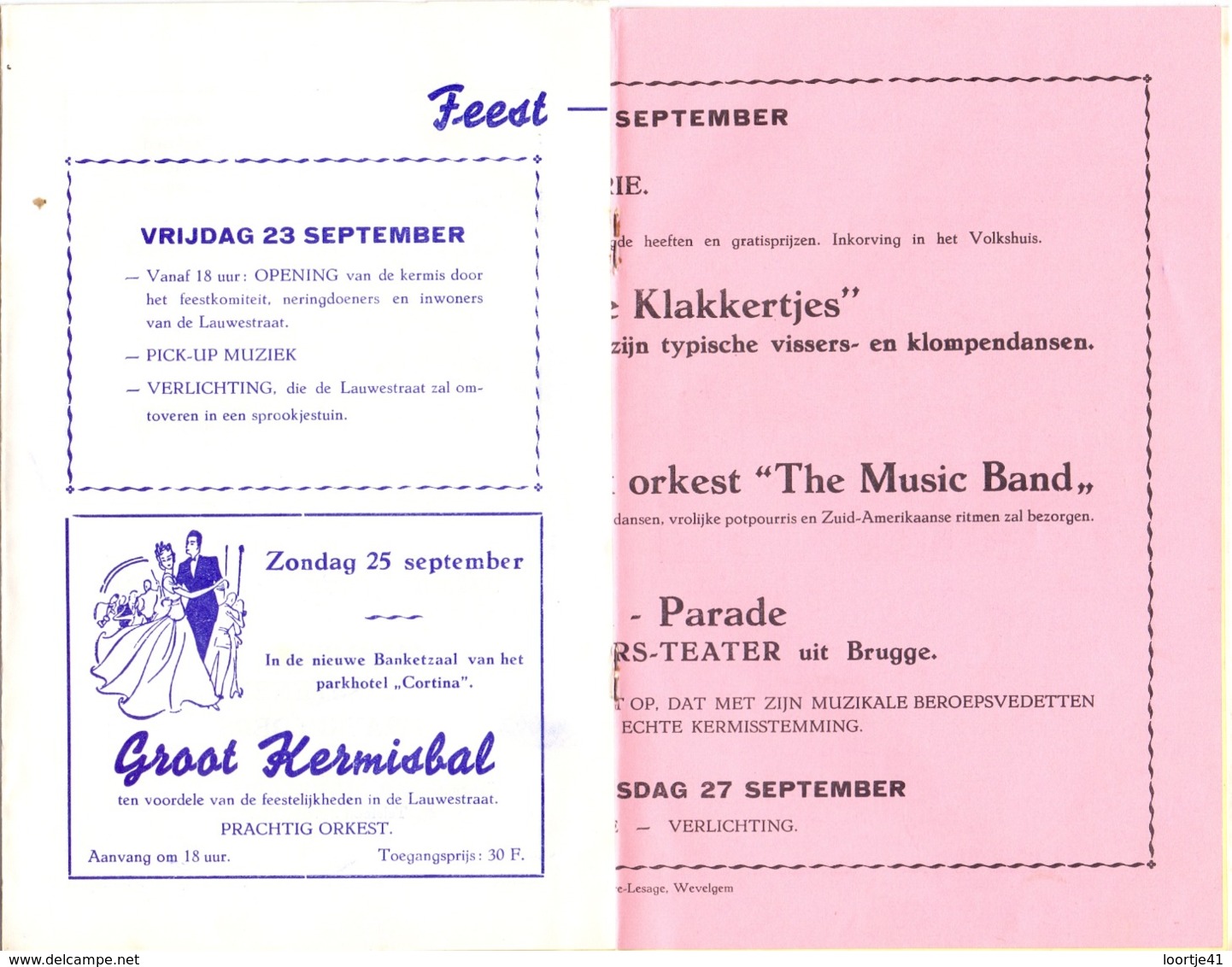 Brochure Programma Grootse Feestelijkheden Kermis Braderie Lauwestraat - Wevelgem 1960 - Programmi