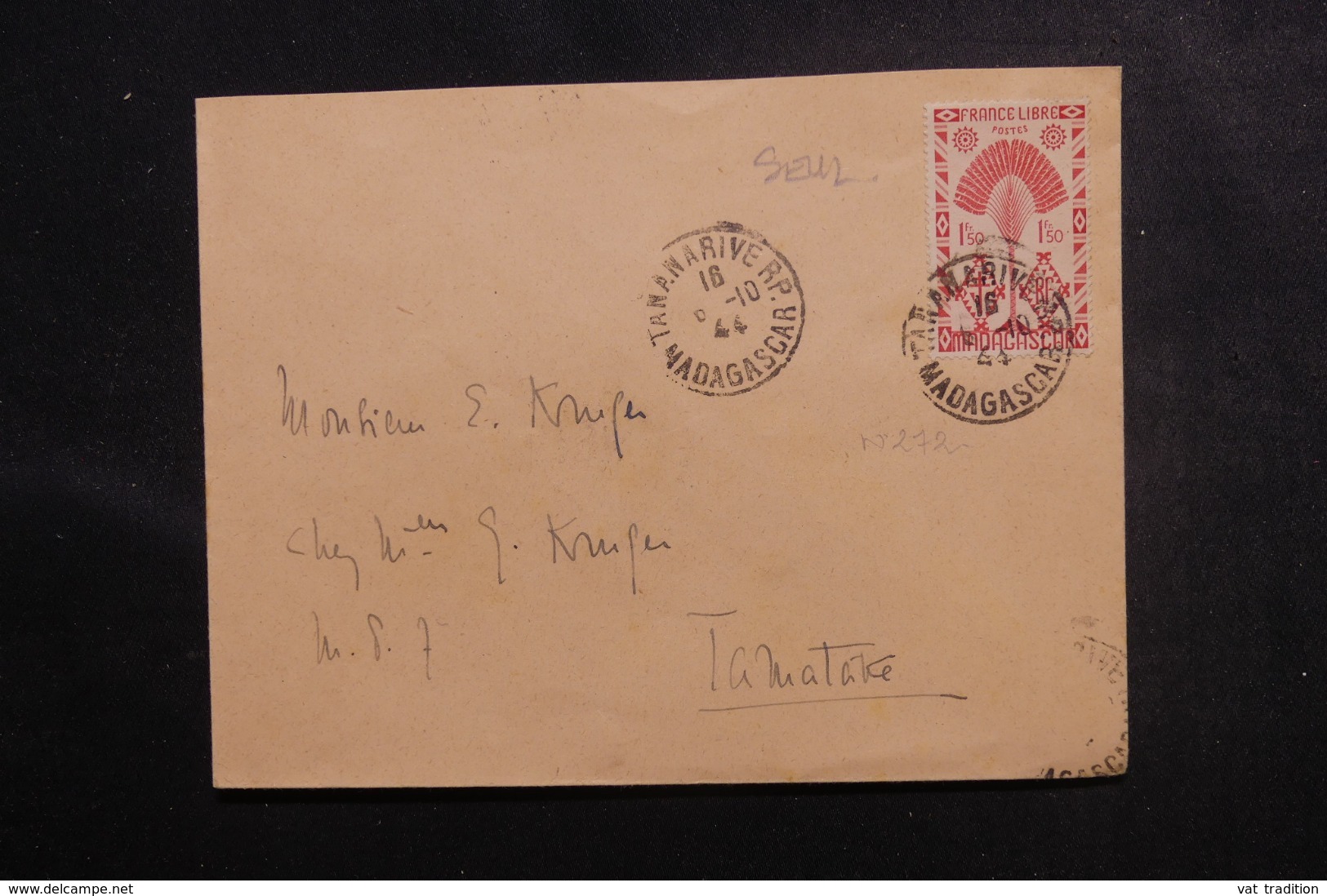 MADAGASCAR - Enveloppe De Tananarive Pour Tamatave En 1944 , Affranchissement Plaisant - L 47240 - Lettres & Documents