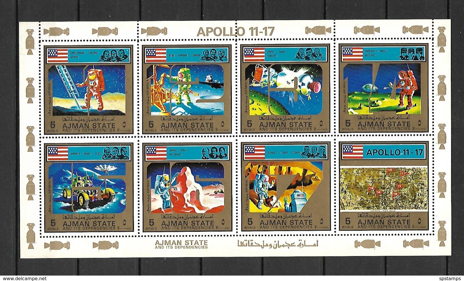 Ajman 1973 Space - APOLLO 11-17 Sheetlet MNH - Asien