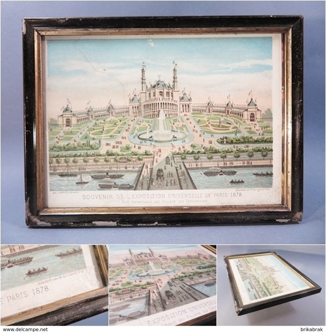 ° CADRE LITHOGRAPHIE TROCADERO EXPOSITION UNIVERSELLE PARIS 1878 + Monument Architecture - Lithografieën