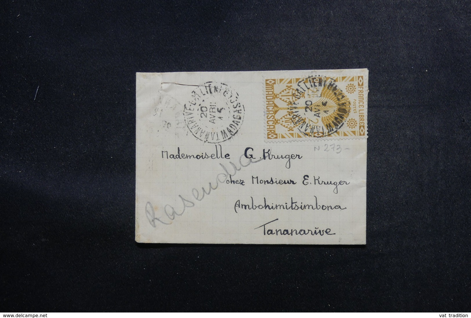 MADAGASCAR - Petite Enveloppe De Tananarive Pour Tananarive En 1945, Affranchissement Plaisant - L 47251 - Lettres & Documents