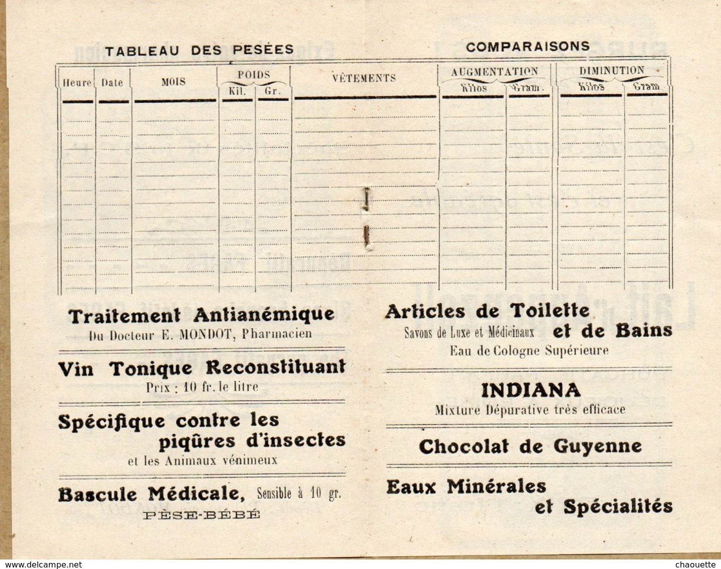 Carnet De Pesage...petit Carnet..pharmacie MONDOT   AX LES THERMES - Zonder Classificatie