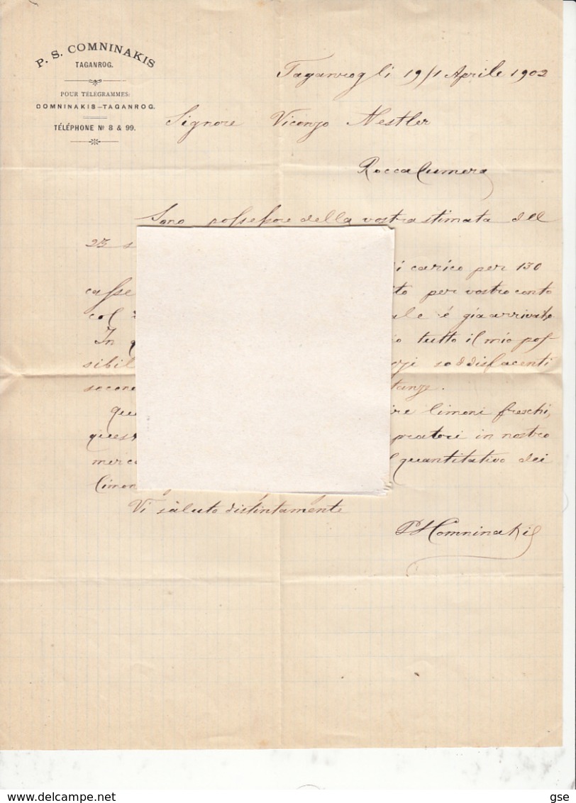 RUSSIA  1902 - Lettera Per Roccalumera (Sicilia) Con Documento Incluso - Storia Postale