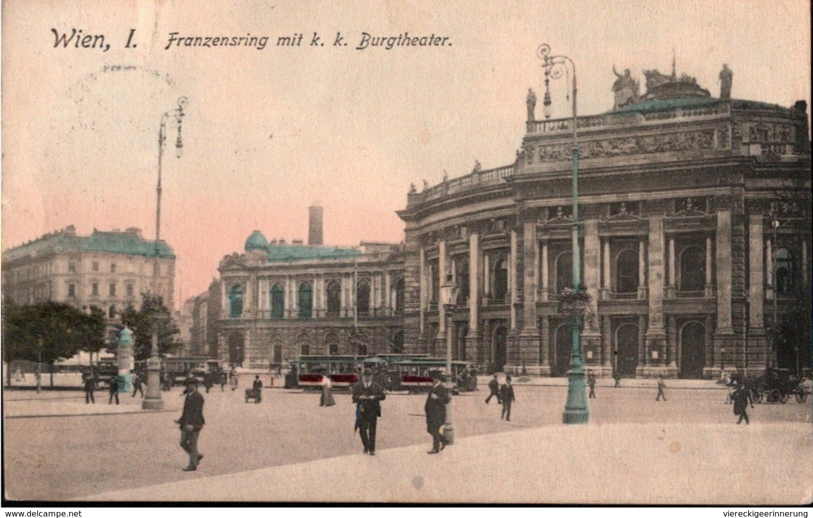 ! Alte Ansichtskarte Wien, Burgtheater, Straßenbahn, Tramway 1910, Theater, Theatre - Ringstrasse