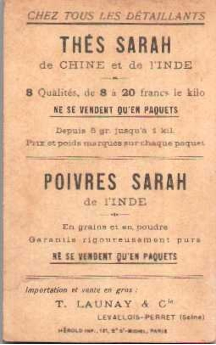 Chromo Thés & Poivres SARAH - Pension De Famille Avec Huîtres.. - Scans Recto-verso - Thé & Café