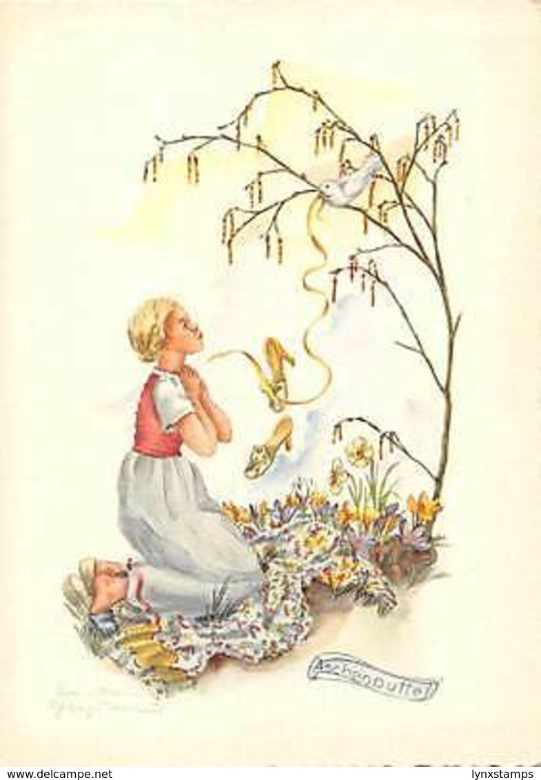 Fantasy, Aschenputtel (Cinderella) Narcissus Flowers, Bird, Shoes - Gruss Aus.../ Grüsse Aus...