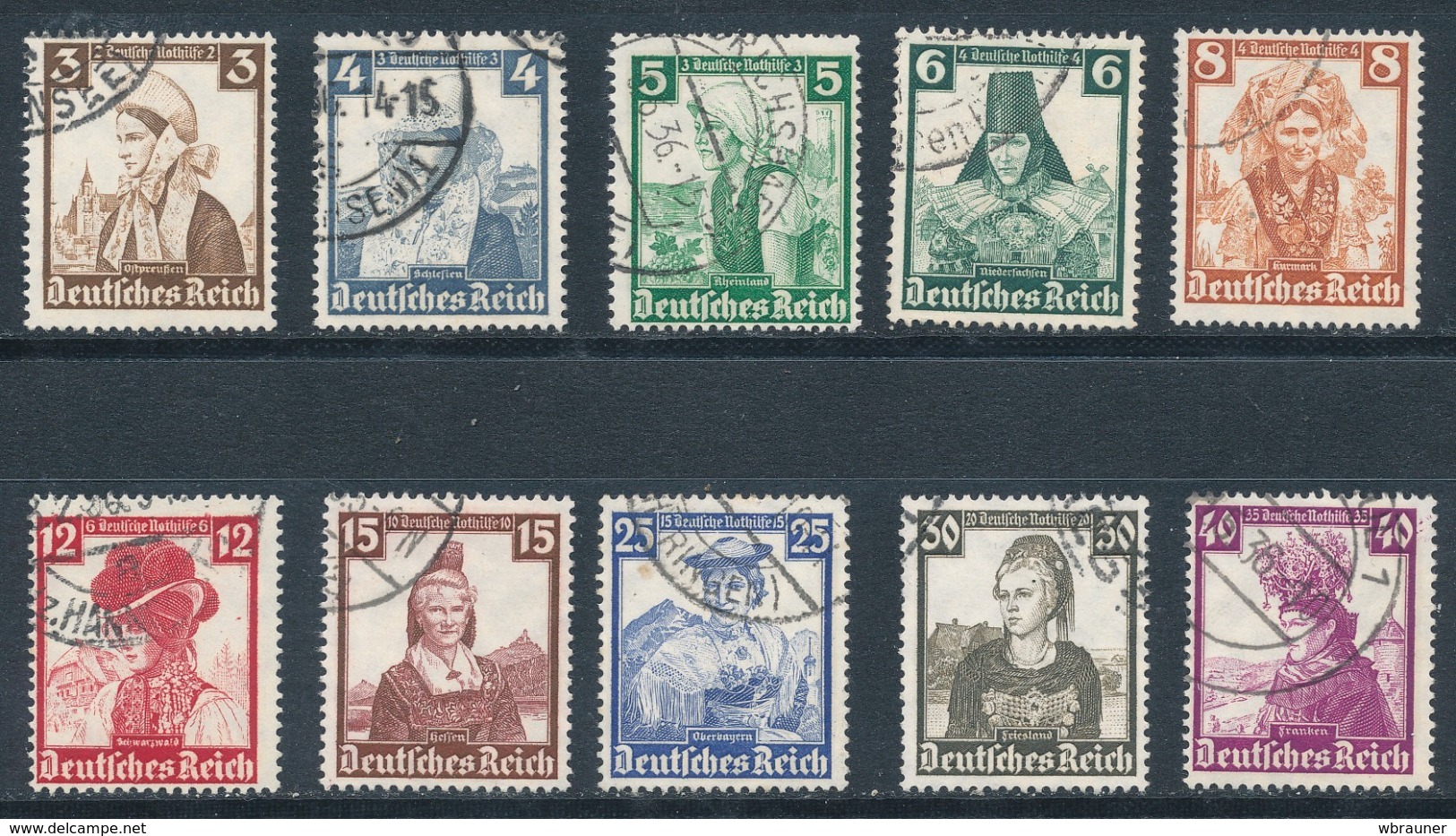 Deutsches Reich 588/97 Gestempelt Mi. 65,- - Gebraucht