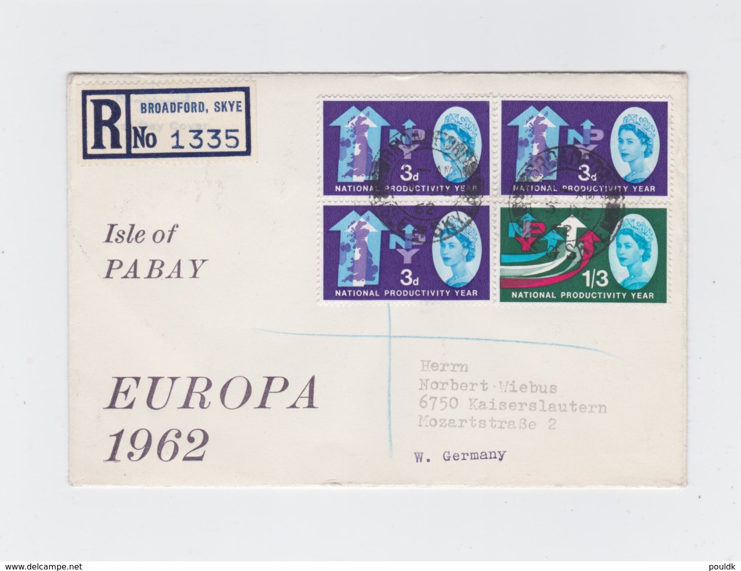 Isle Of Pabayd  On The Back Of Registered Cover From Great Britain, Broadford, Skye 1962 Europe CEPT (G105-18) - Sonstige & Ohne Zuordnung
