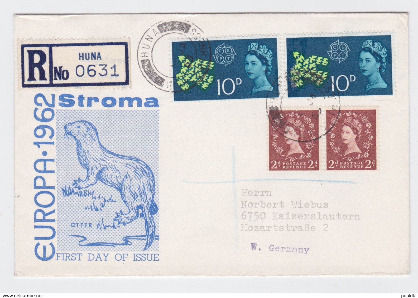 Isle Of Stroma  On The Back Of Registered Cover From Great Britain, Huna 1962 Europe CEPT (G105-18) - Sonstige & Ohne Zuordnung