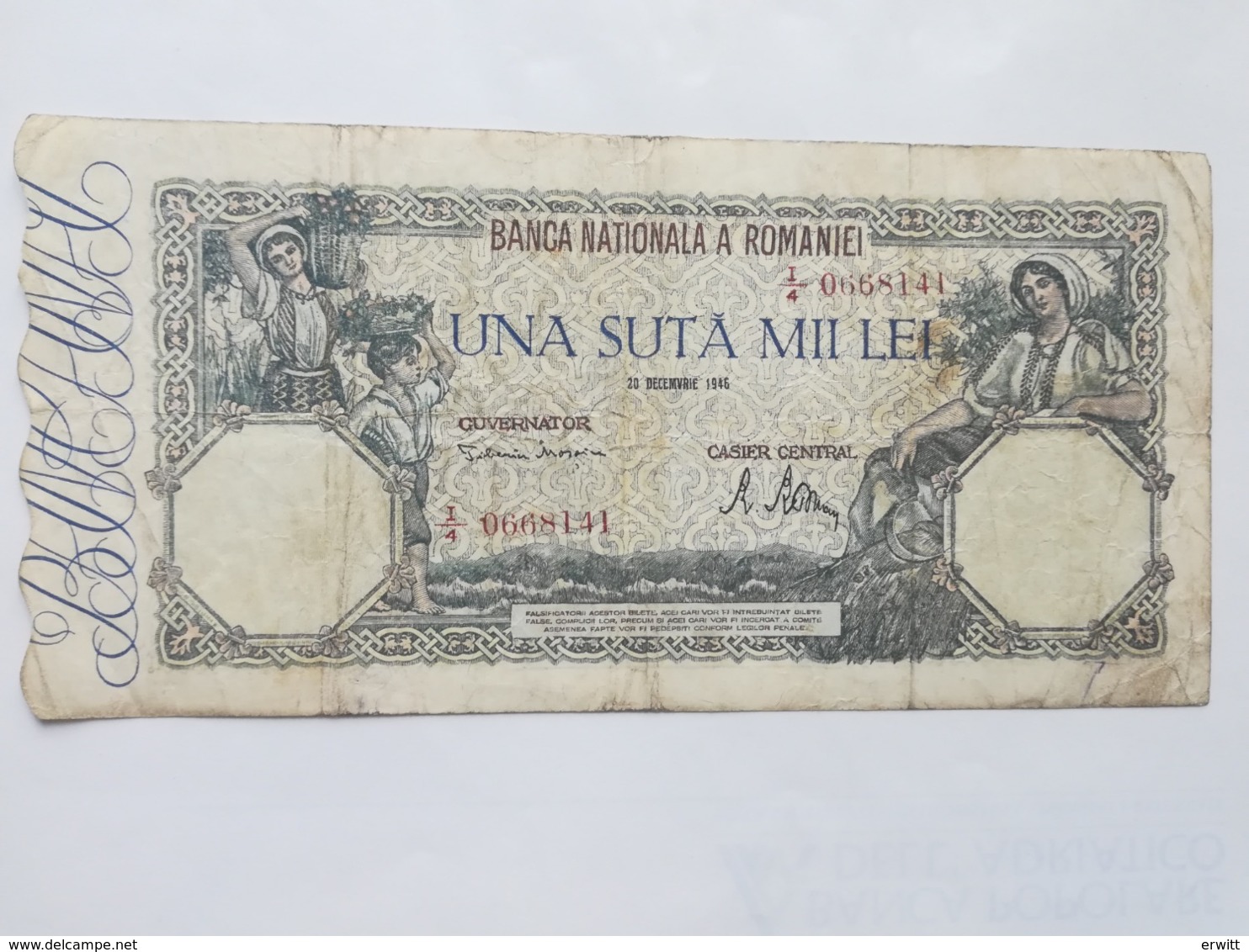 ROMANIA 100000 LEI 1946 - Romania