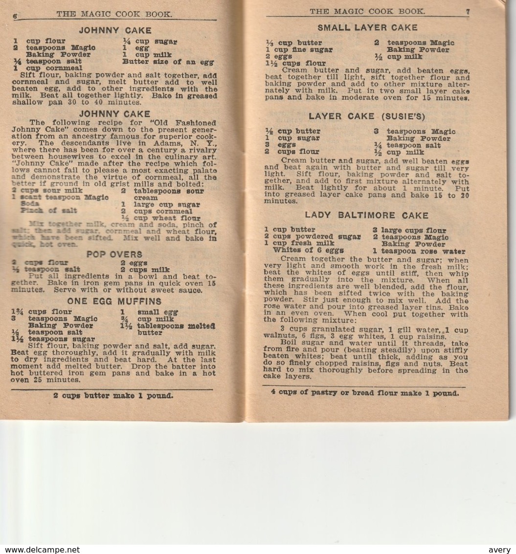 Magic Cook Book And Housekeepers Guide E. W. Gillett Company Limited, Toronto  64 Pages 3.5" X 5.7"  9 Cm X14.7 Cm - Cocina Al Horno