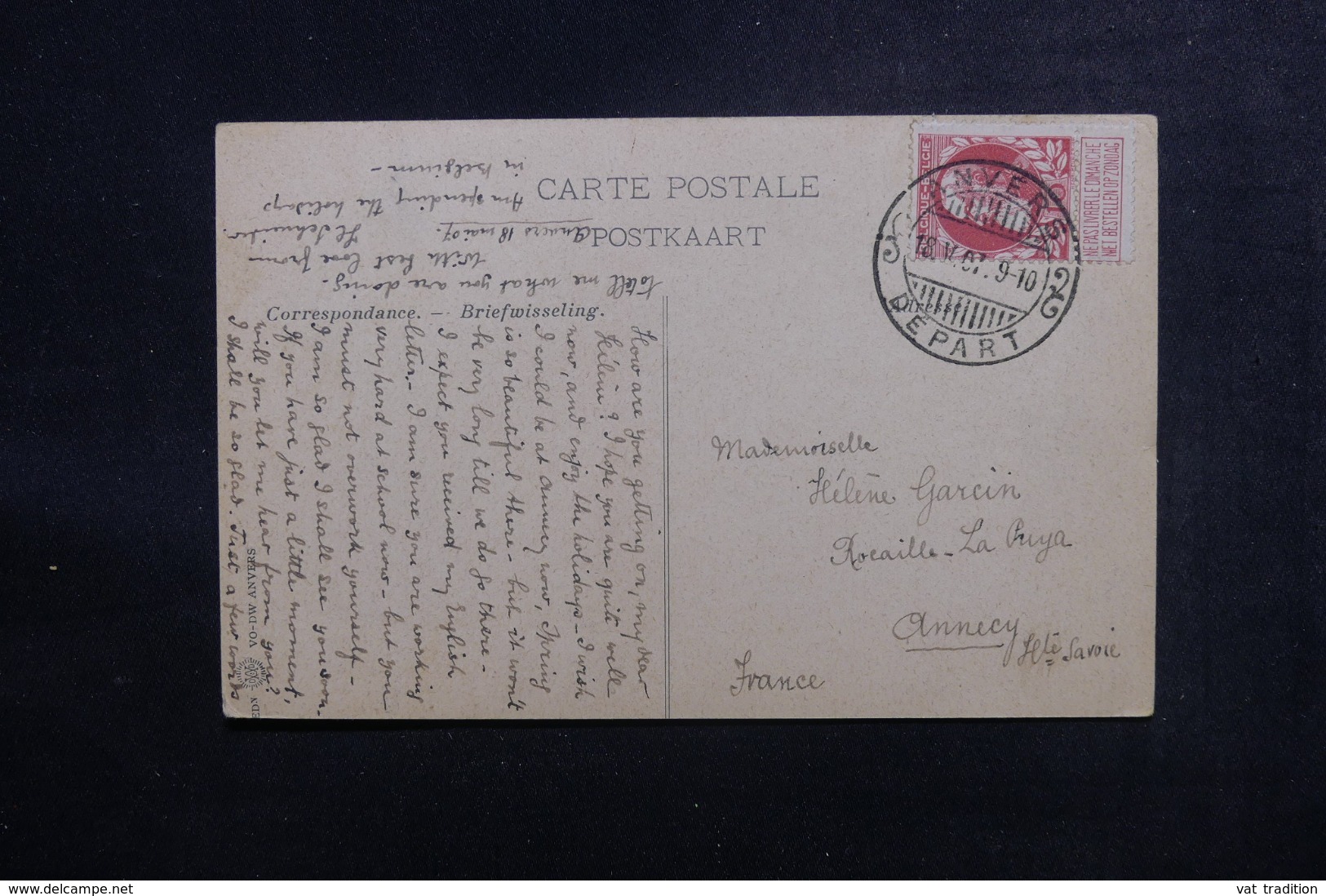 BELGIQUE - Affranchissement Plaisant De Anvers Sur Carte Postale ( Voilier ) En 1907 Pour La France - L 47282 - 1905 Thick Beard