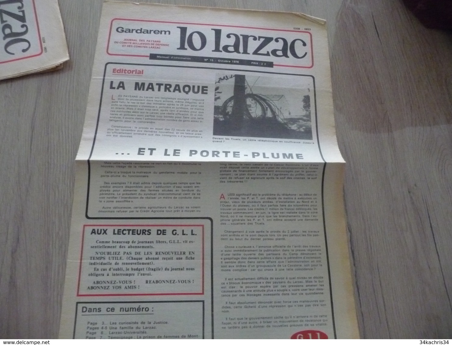 Journal Larzac Défense Du Larzac Gardarem  Lo Larzac N°15 Octobre 1976 - Languedoc-Roussillon
