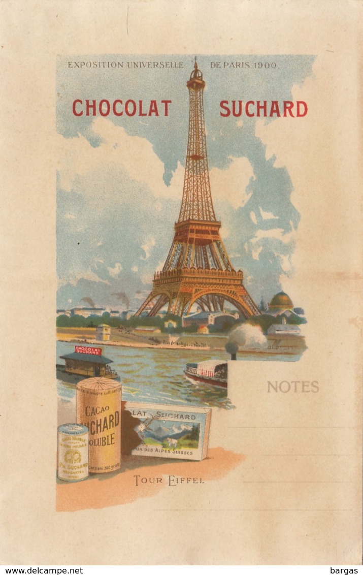 Chromo Chocolat Suchard Note Exposition Universelle 1900 Paris Tour Eiffel - Suchard