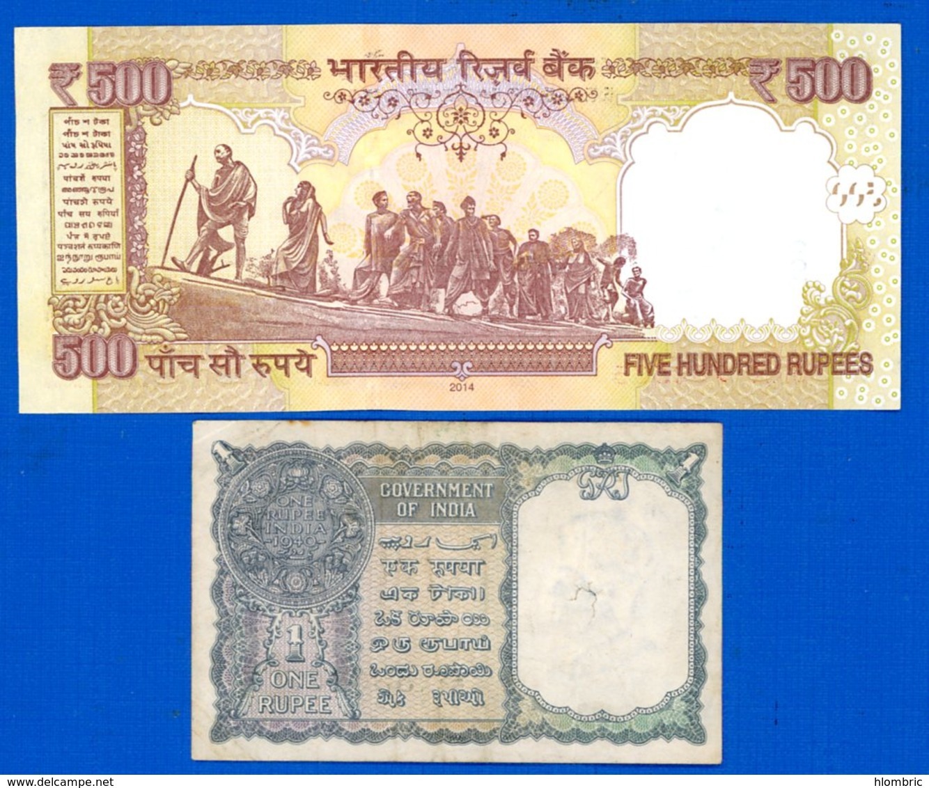 Inde  500  Rupées  2014  +  1  Rupée  1941 - India