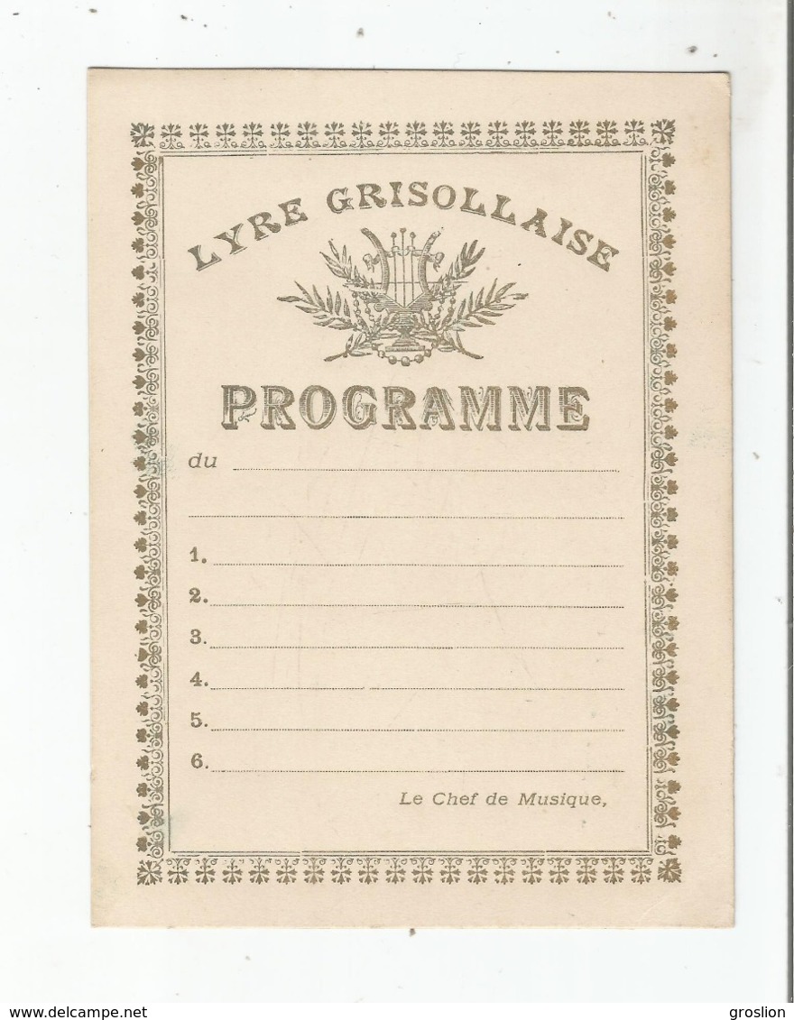 GRISOLLES (TARN ET GARONNE)CARTE PROGRAMME ANCIENNE DE LA LYRE GRISOLLAISE - Grisolles