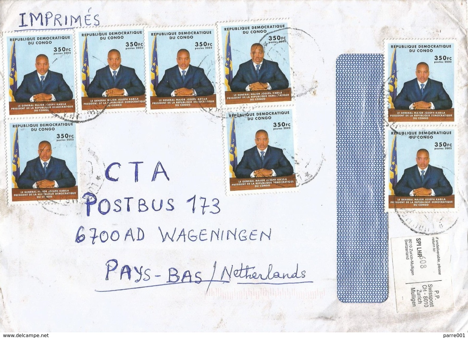 DRC RDC Congo 2015 Lumumbashi President Kabila 350fc Cover - Storia Postale