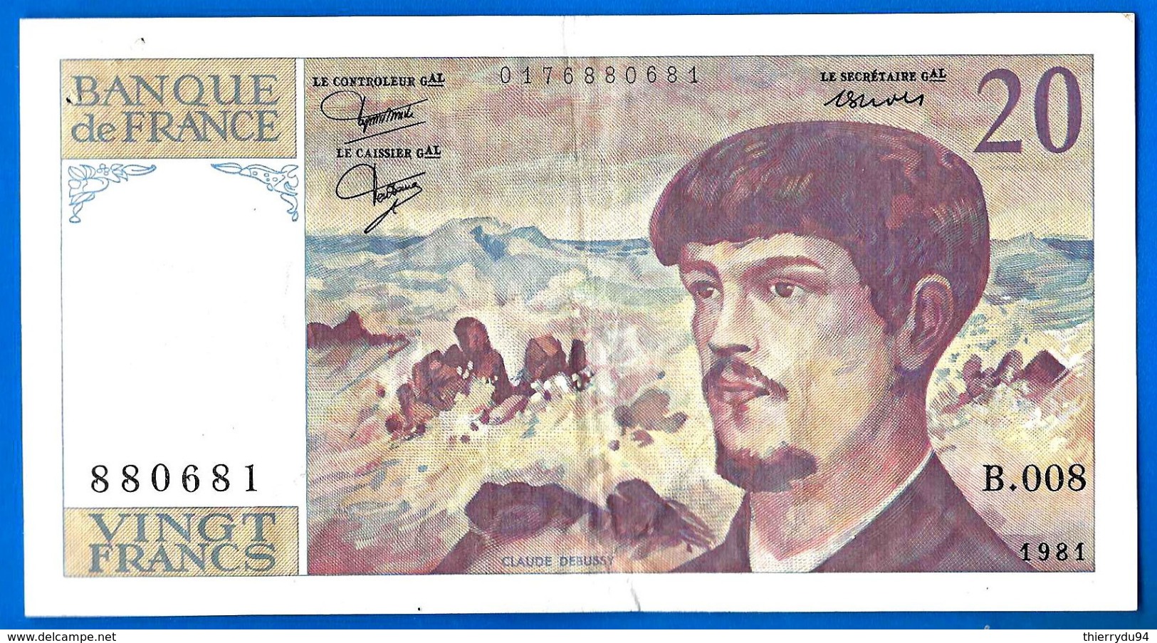 France 20 Francs 1981 Serix B 008 Que Prix + Port Debussy Franc Frcs Frs Paypal Bitcoin OK - 20 F 1980-1997 ''Debussy''