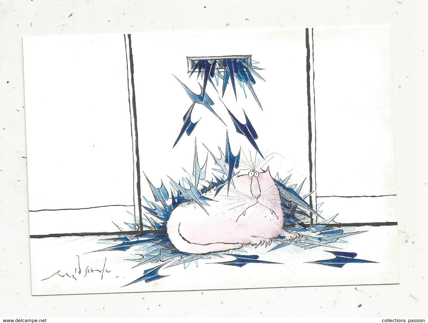 Cp , LA POSTE  , Illustrateur Ronald SEARLE ,chats ,1988 ,tirage 2000 Ex. , Vierge - Poste & Facteurs