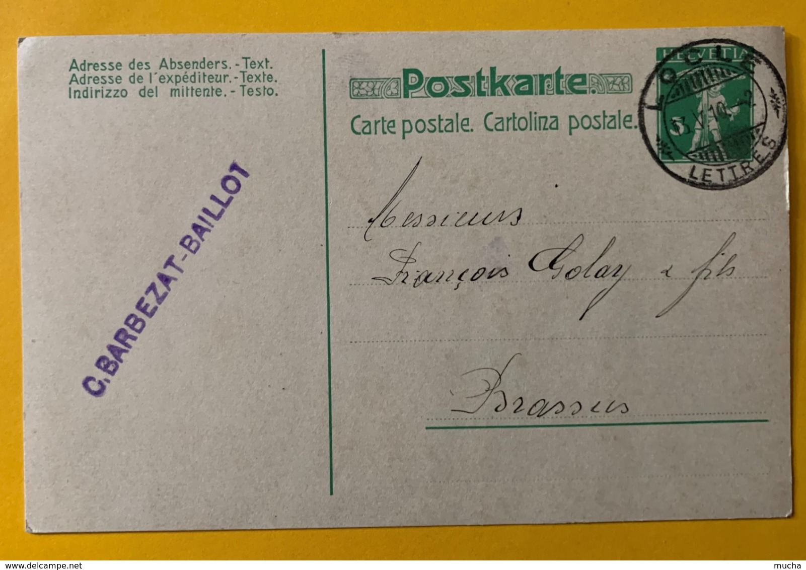 9161 - Horlogerie C,Barbezat-Baillot Le Phare Le Locle 13.05.1910 - Interi Postali