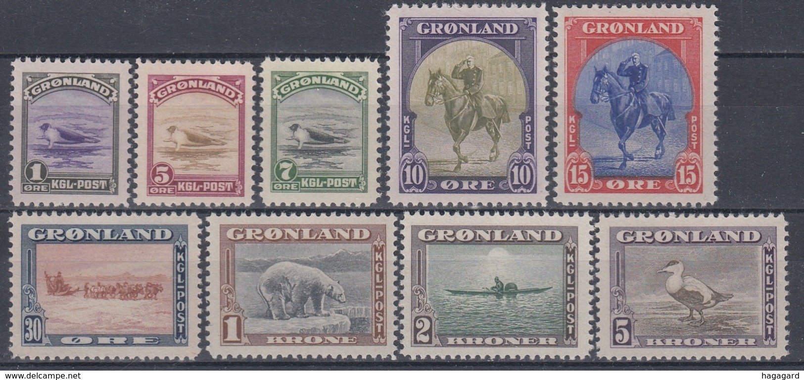 +G2184. Greenland 1945. American Issue.  AFA 8-16. MNH(**) - Neufs