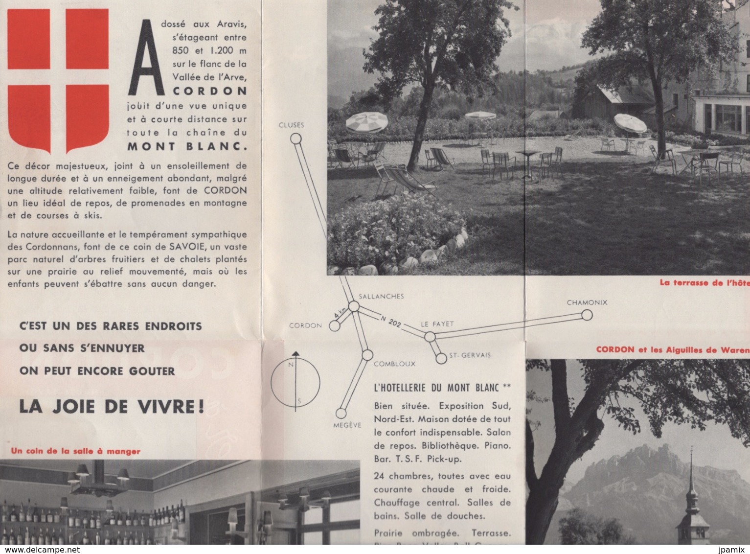 Dépliant   Publicitaire  Hôtel Du Mont Blanc à Cordon Dans Les Années 50 - Publicités