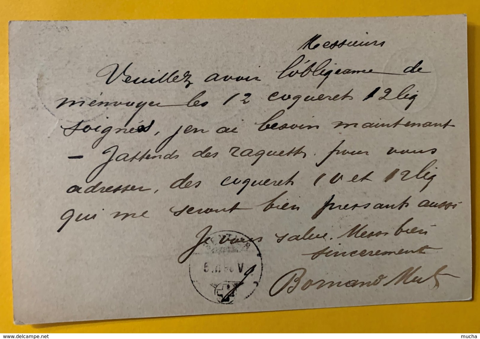 9164 - Bornand-Mutrux Fabr échappement Auberson 04.03.1890 Pour Sentier - Stamped Stationery
