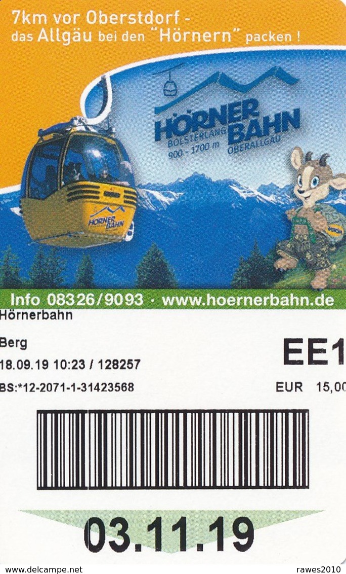 Bolsterlang Fahrkarte Berg 2019 Hörnerbahn Allgäuer Büble Bier - Europa