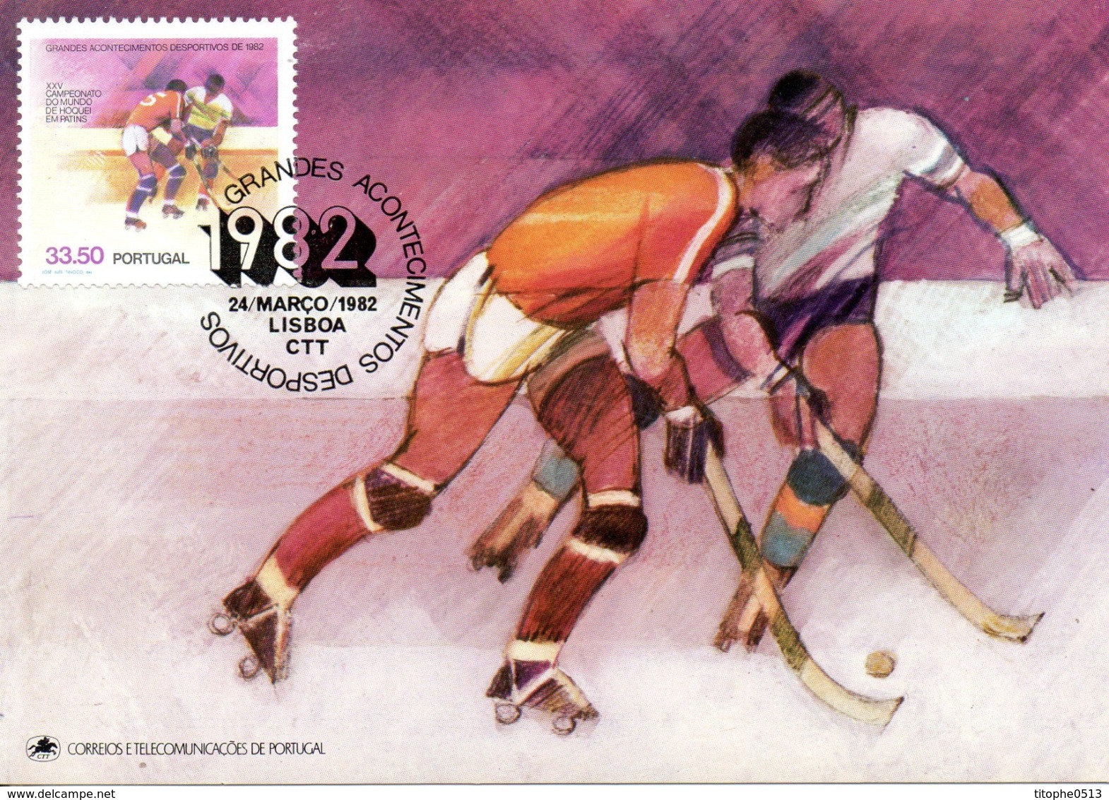 PORTUGAL. N°1538 De 1982 Sur Carte Maximum. Hockey Sur Patins à Roulettes. - Hockey (su Erba)