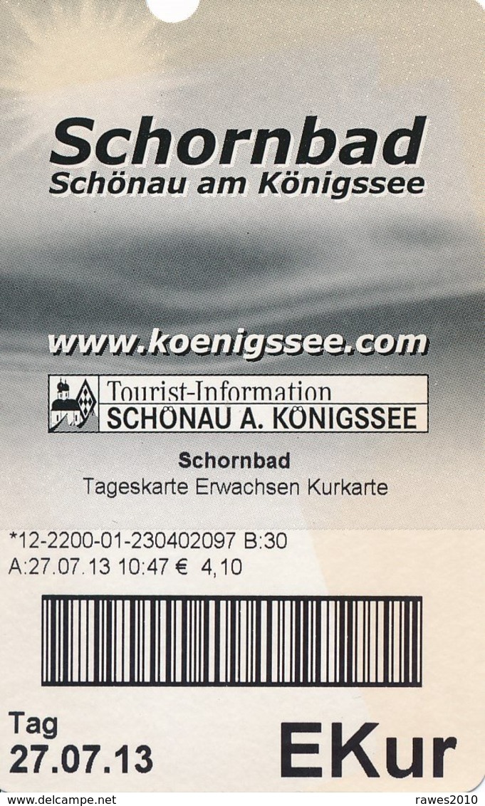 Schönau Am Königsee Eintrittskarte EKur 2013 Schornbad Jenner Berchtesgadener Bergbahnen - Tickets - Vouchers