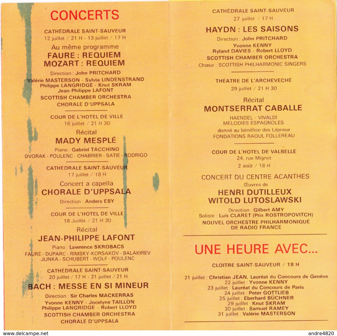 Festival D'Aix-en-Provence - Progamme 1980 - Dépliants Touristiques