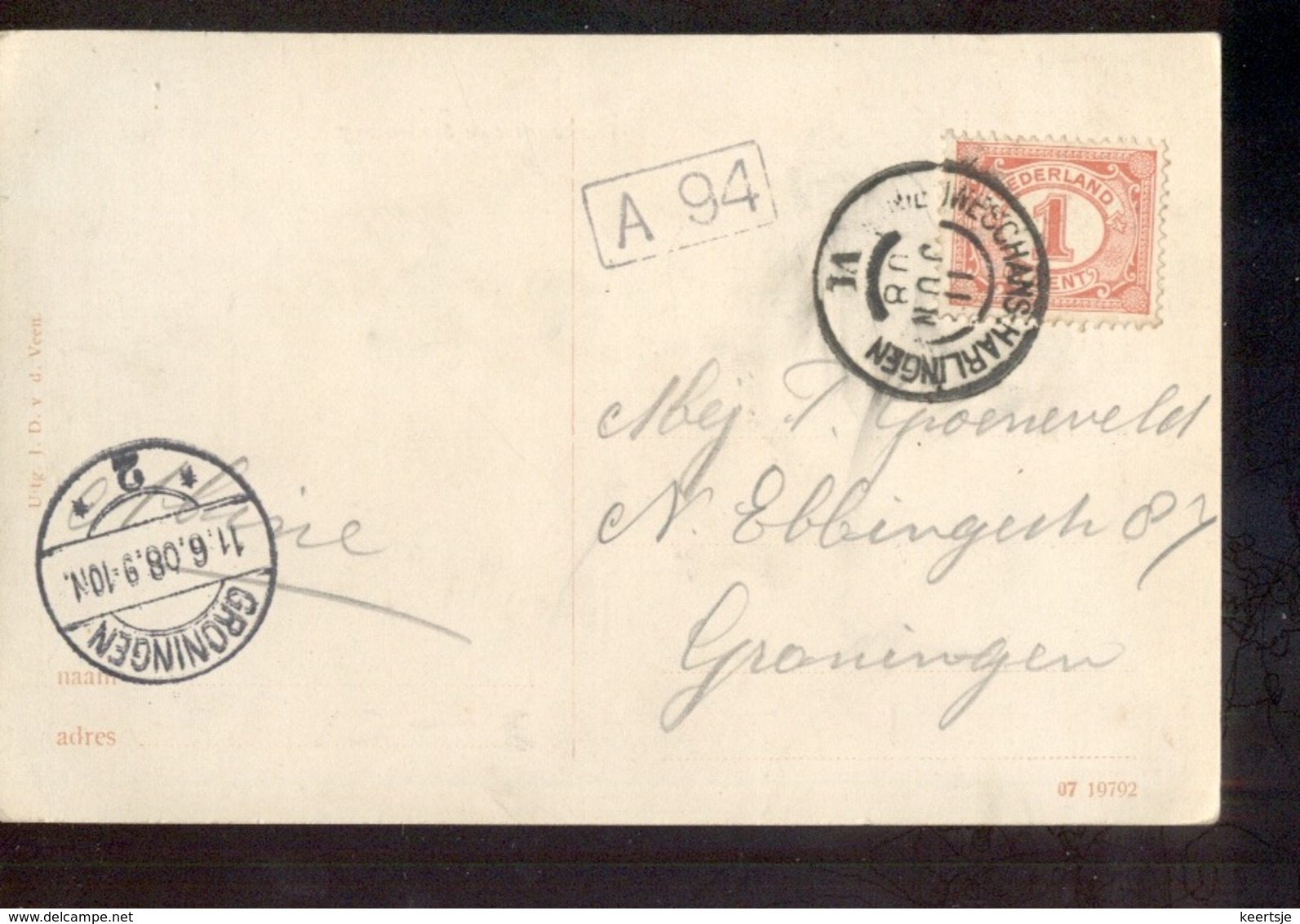 Nieuweschans Harlingen VI - 1908 - Storia Postale