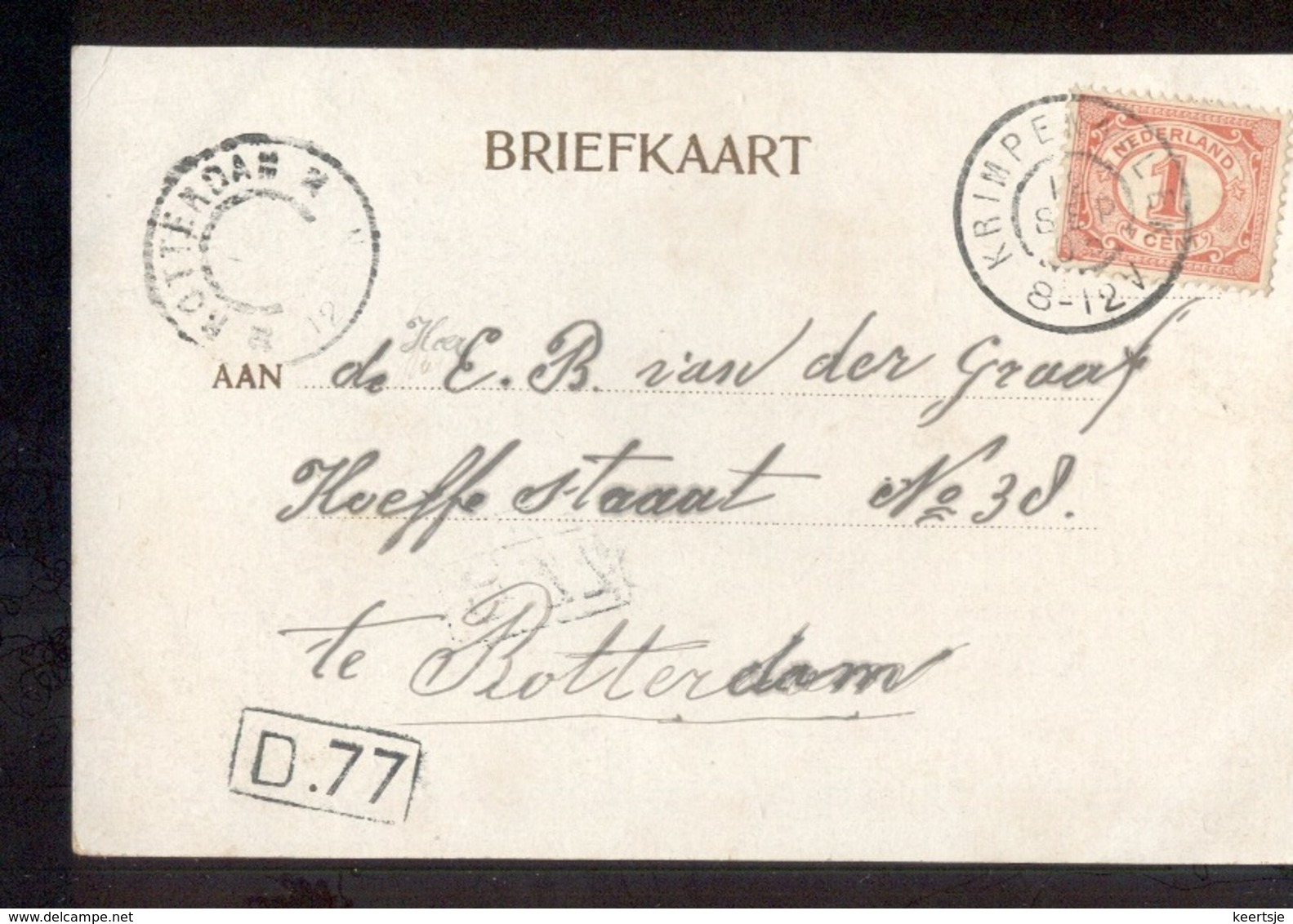 Krimpen A D Lek Grootrond - 1905 - Postal History