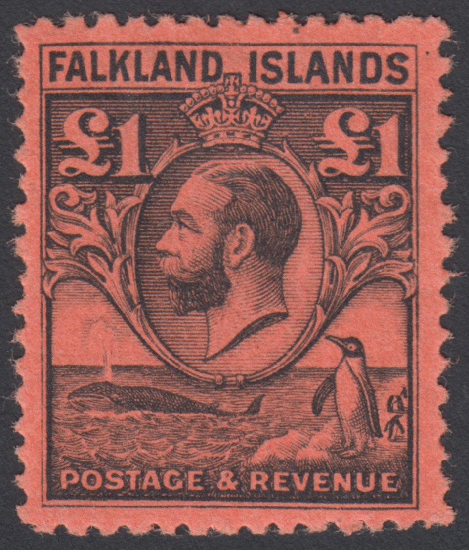 KING GEORGE V, ﾣ1 Purple And Black. Esemplare Ben Centrato (S.G. 126). - Falklandinseln