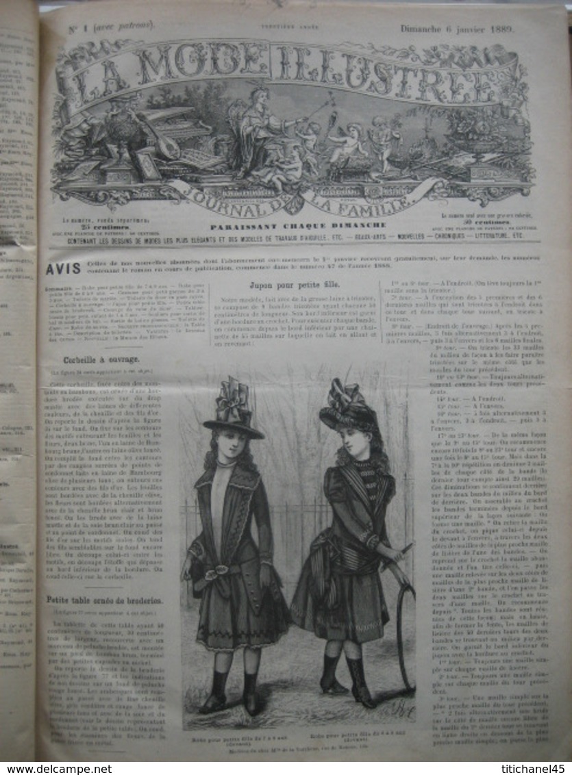 LA MODE ILLUSTREE - RELIURE DE 1889 (ANNEE COMPLETE) - GRAVURES, MODE, OUVRAGES DE DAMES - 416 Pages - 1801-1900