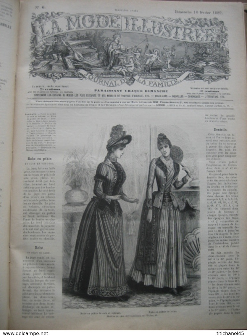 LA MODE ILLUSTREE - RELIURE DE 1889 (ANNEE COMPLETE) - GRAVURES, MODE, OUVRAGES DE DAMES - 416 pages