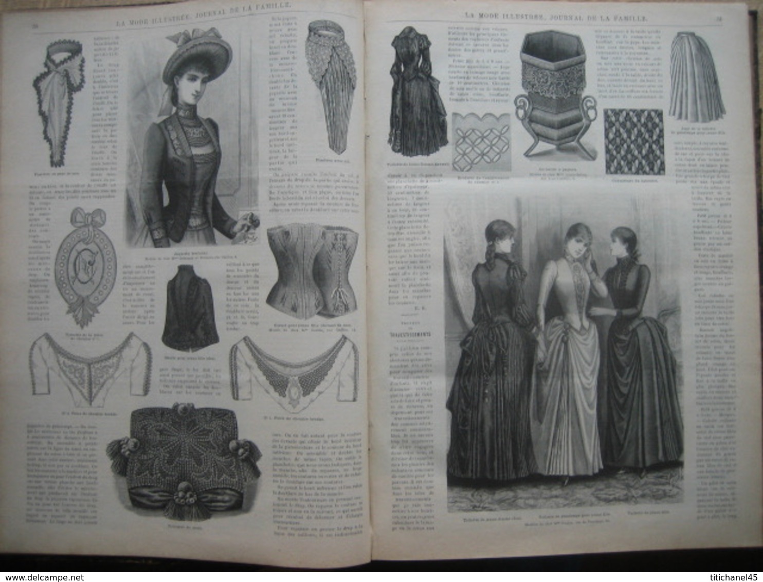 LA MODE ILLUSTREE - RELIURE DE 1889 (ANNEE COMPLETE) - GRAVURES, MODE, OUVRAGES DE DAMES - 416 pages