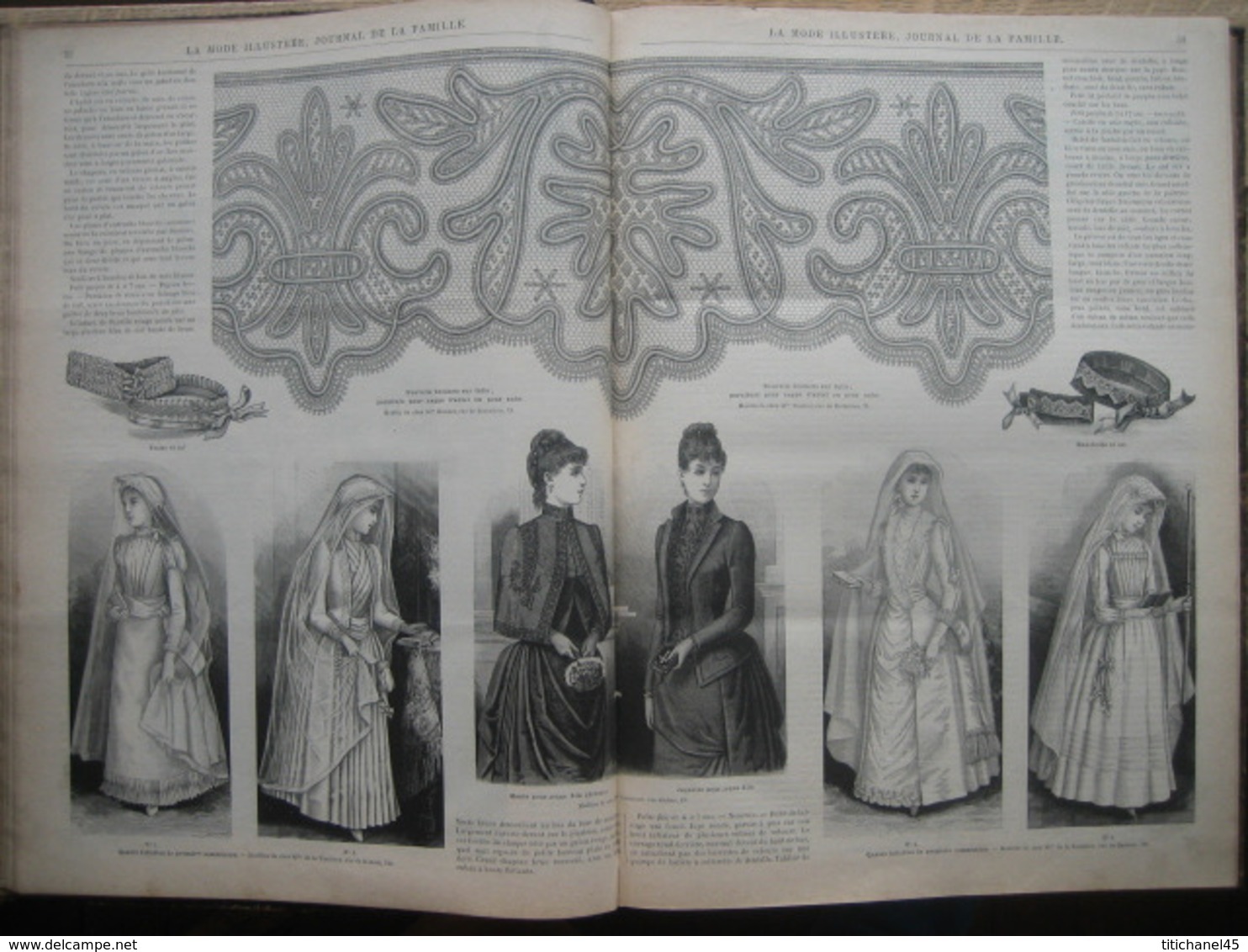 LA MODE ILLUSTREE - RELIURE DE 1889 (ANNEE COMPLETE) - GRAVURES, MODE, OUVRAGES DE DAMES - 416 pages