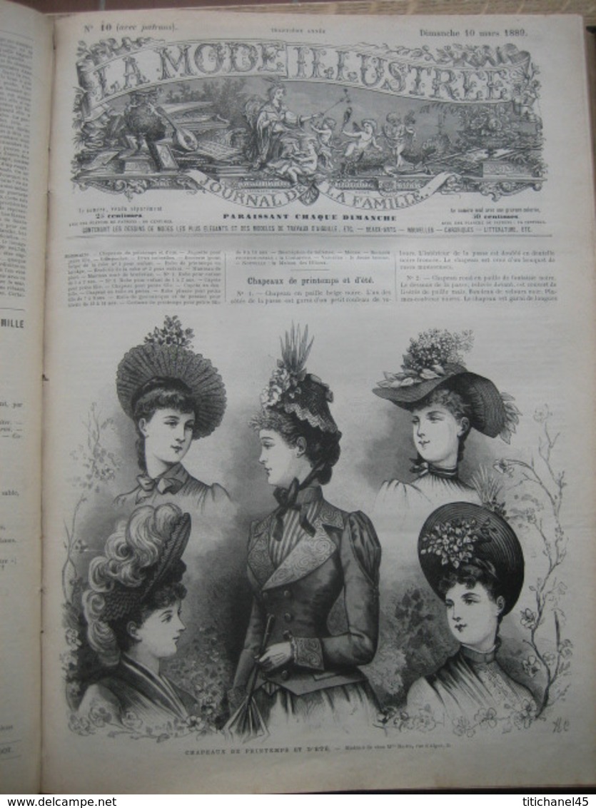 LA MODE ILLUSTREE - RELIURE DE 1889 (ANNEE COMPLETE) - GRAVURES, MODE, OUVRAGES DE DAMES - 416 pages