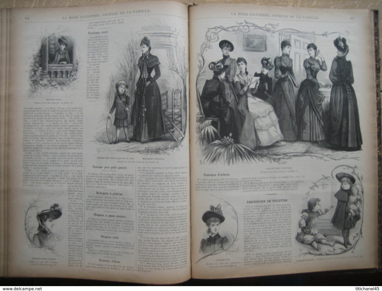 LA MODE ILLUSTREE - RELIURE DE 1889 (ANNEE COMPLETE) - GRAVURES, MODE, OUVRAGES DE DAMES - 416 pages