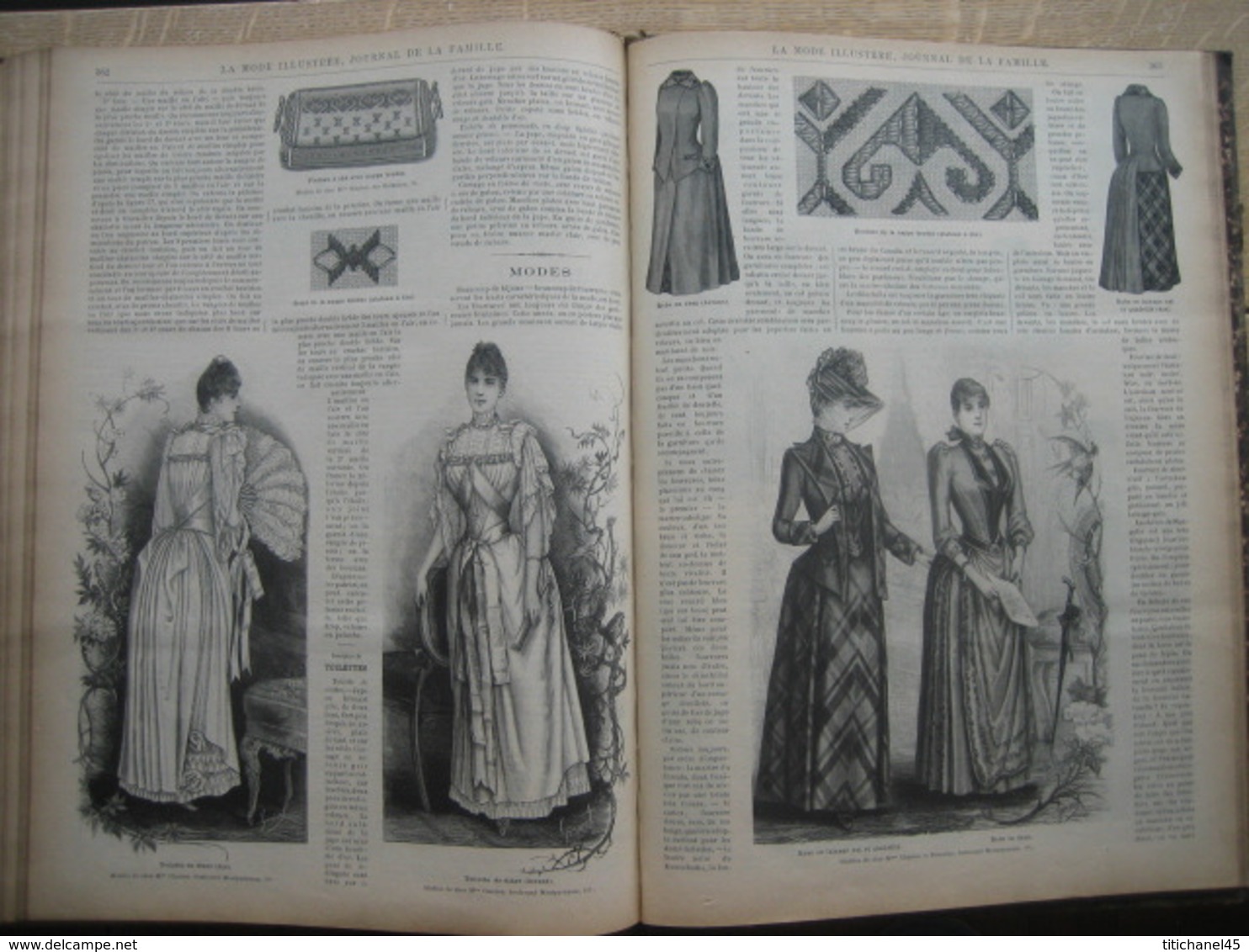 LA MODE ILLUSTREE - RELIURE DE 1889 (ANNEE COMPLETE) - GRAVURES, MODE, OUVRAGES DE DAMES - 416 pages