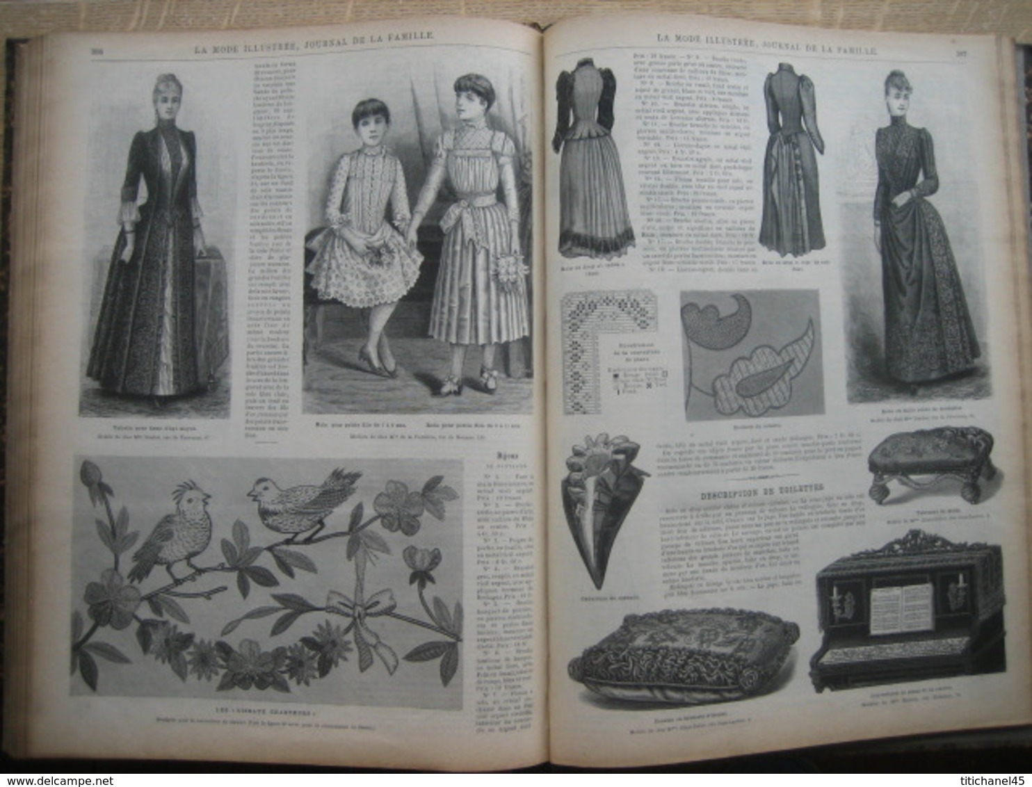 LA MODE ILLUSTREE - RELIURE DE 1889 (ANNEE COMPLETE) - GRAVURES, MODE, OUVRAGES DE DAMES - 416 pages