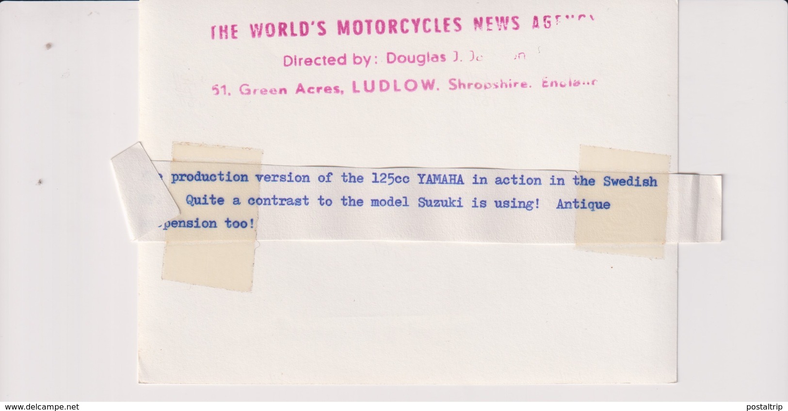 Yamaha125cc +-15cm X 10cm  Moto MOTOCROSS MOTORCYCLE Douglas J Jackson Archive Of Motorcycles - Other & Unclassified