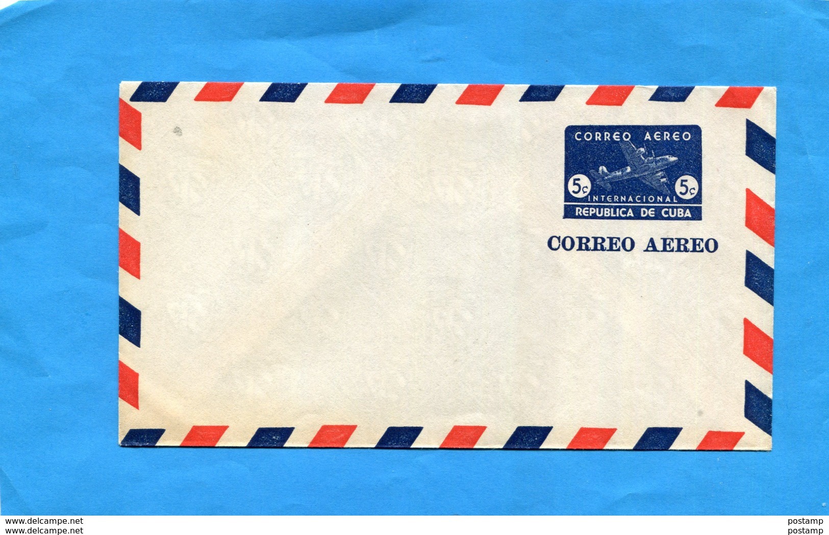 CUBA-Lettre Avion Entier Postal Stationnery+5c  Bleu Correo Aero Neuve -années 50 - Poste Aérienne