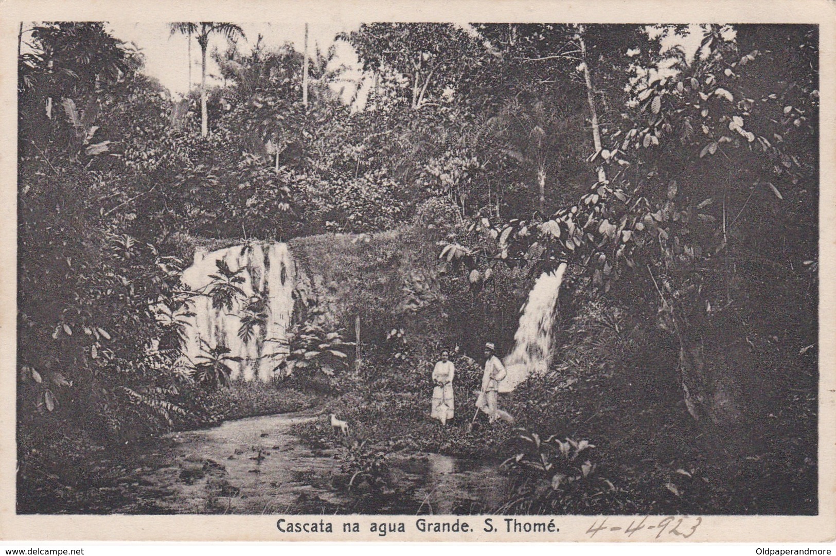 POSTCARD PORTUGAL - OLD COLONY - SÃO TOMÉ E  PRINCIPE - CASCATA NA ÁGUA GRANDE  , S. THOMÉ - Sao Tome Et Principe