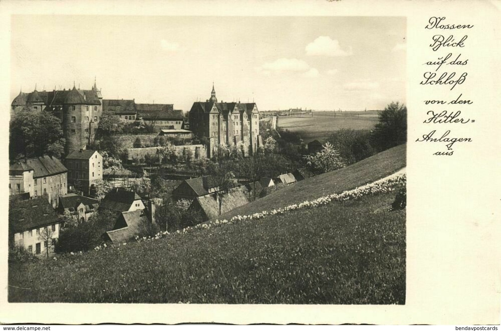 NOSSEN, Blick Auf Das Schloß Von Der Hitler-Anlagen Aus (1940s) Foto-AK - Nossen