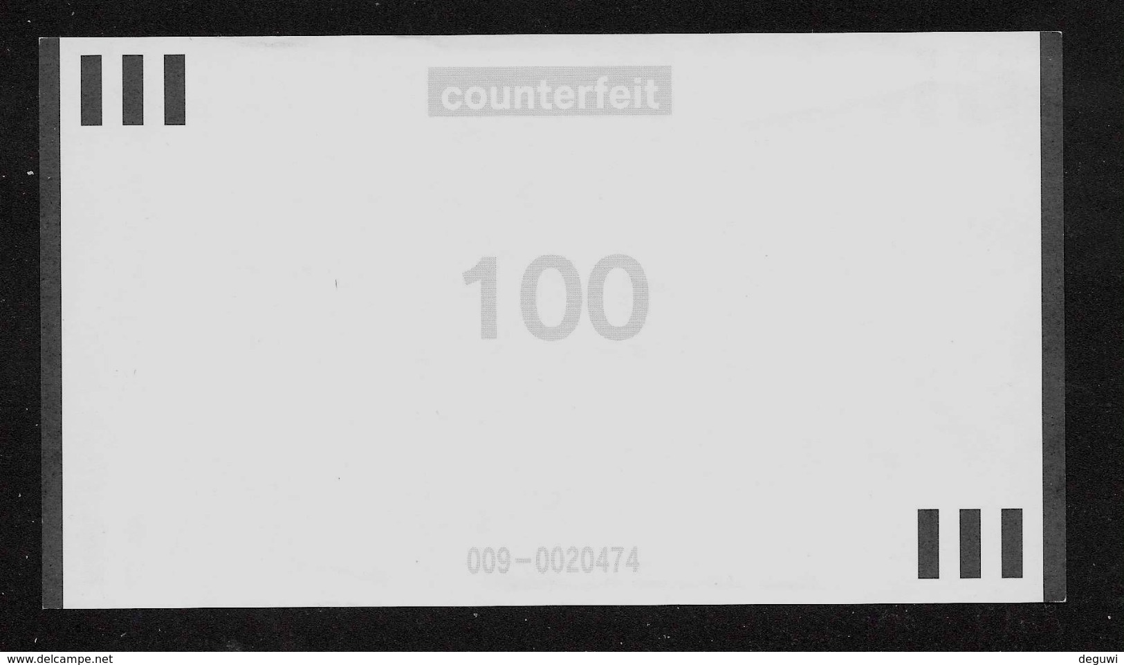 ATM Test Note NCR, 100 Euro, Nr. 009-0020474 Counterfait, Beids. Druck, RRRRR, UNC - 100 Euro