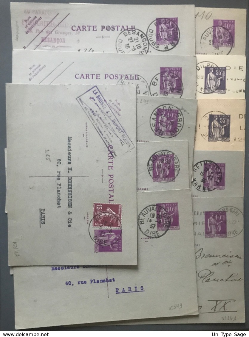 France, Lot De 11 Entiers Postaux Type Paix - (B2660) - Collezioni & Lotti: PAP & Biglietti